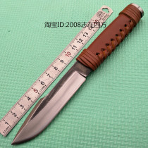 Pure hand forged keel integrated leather handle small straight knife outdoor equipment sharp saber collection cutting knife