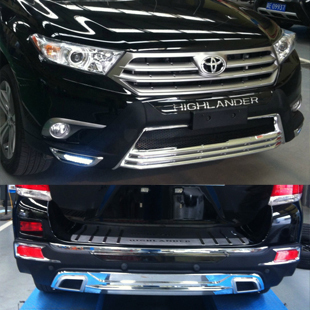 Suitable for 12-14 Highlander front and rear bumper bumper front bumper rear bumper with LED daytime running lights electroplating