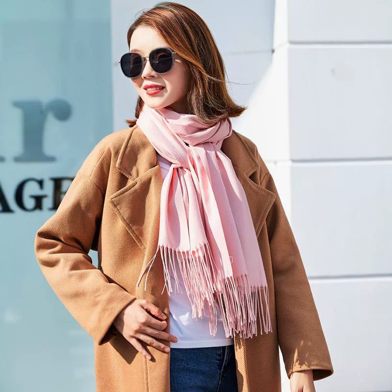 Khăn quàng cổ nữ mùa thu và mùa đông Hàn Quốc màu rắn giả cashmere văn học hoang dã dài mùa xuân và mùa thu phòng máy lạnh ấm áp khăn choàng dày