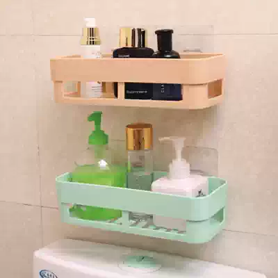 Kitchen seasoning Powder room Bath storage shelf Wall-mounted punch-free plastic storage incense basket Adsorption storage basket