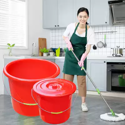 Plastic portable bucket household red size bucket with cover