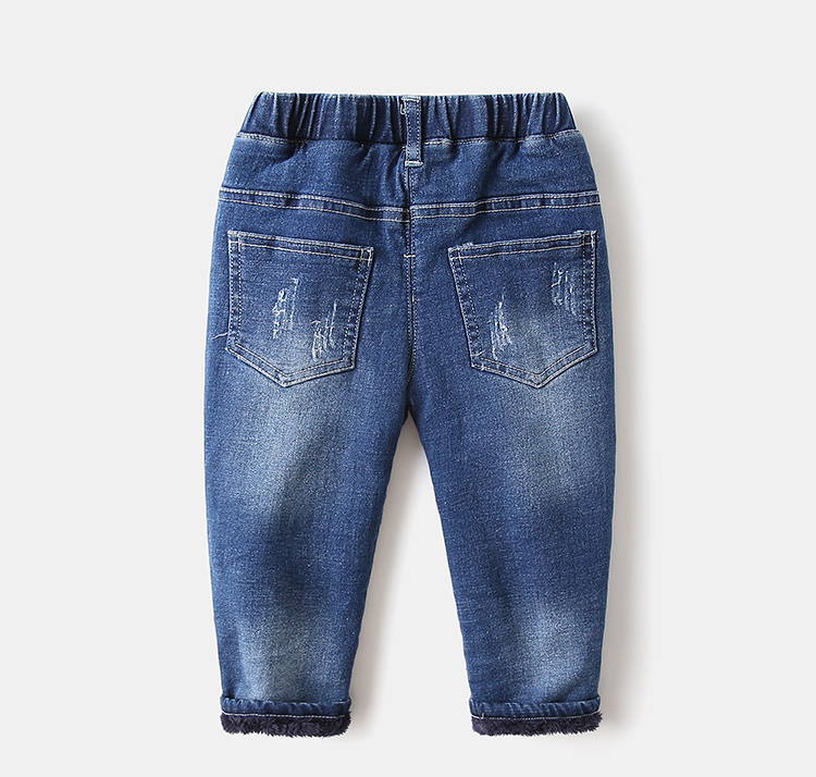 Quần jeans bé trai mùa đông cộng với quần jean nhung bé quần ấm đôi in quần thời trang quần áo mùa đông quần áo trẻ sơ sinh