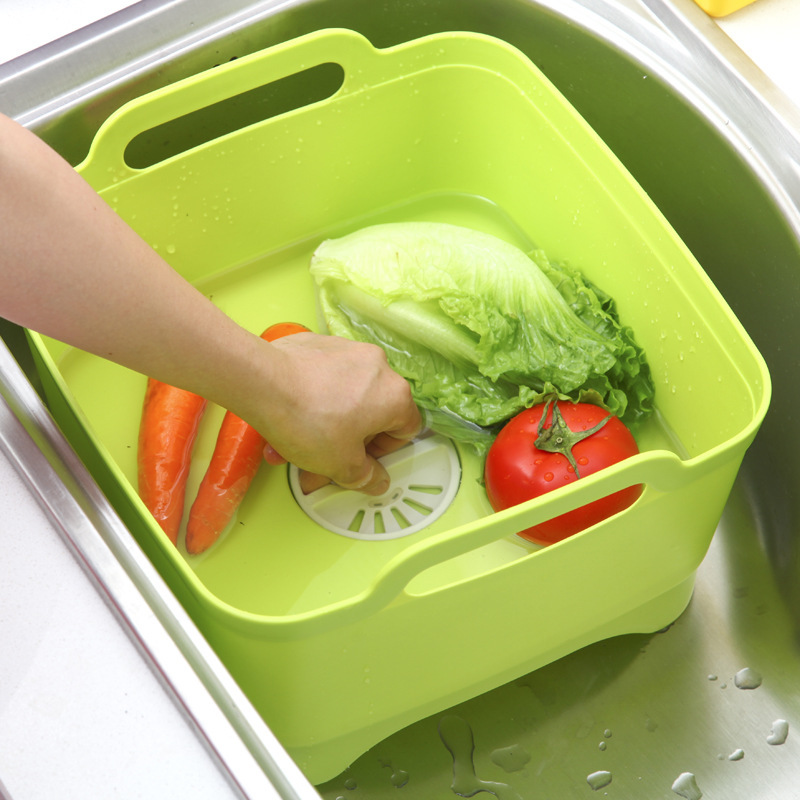 Removable Plastic Sink Kitchen Wash Vegetable Basket Dish Drain Basket Household Wash Fruit Shelve Vegetable Containing Basket