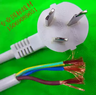 16A national standard white power cord 3*2 5 square 1 5 meters 2 meters 3 meters 4 meters three-core power cable with plug
