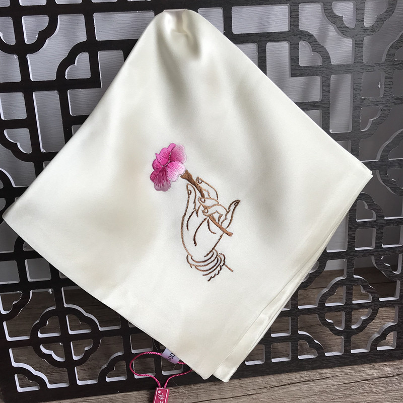 Gift Su embroidery silk handkerchief double layer silk hand-embroidered square scarf gift box carp bergamot lotus