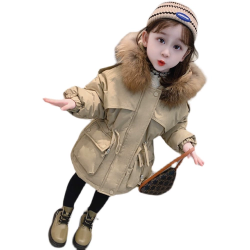 Длинный пуховик, бархатная детская утепленная куртка, утиный пух, коллекция 2022, детская одежда