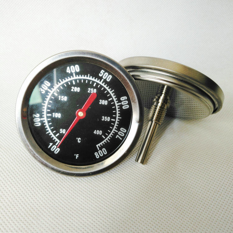 Stock Stainless Steel Bimetal Thermometer Axial pointer boiler pipe oven Oven Thermometers Industrial Temperature Gauge