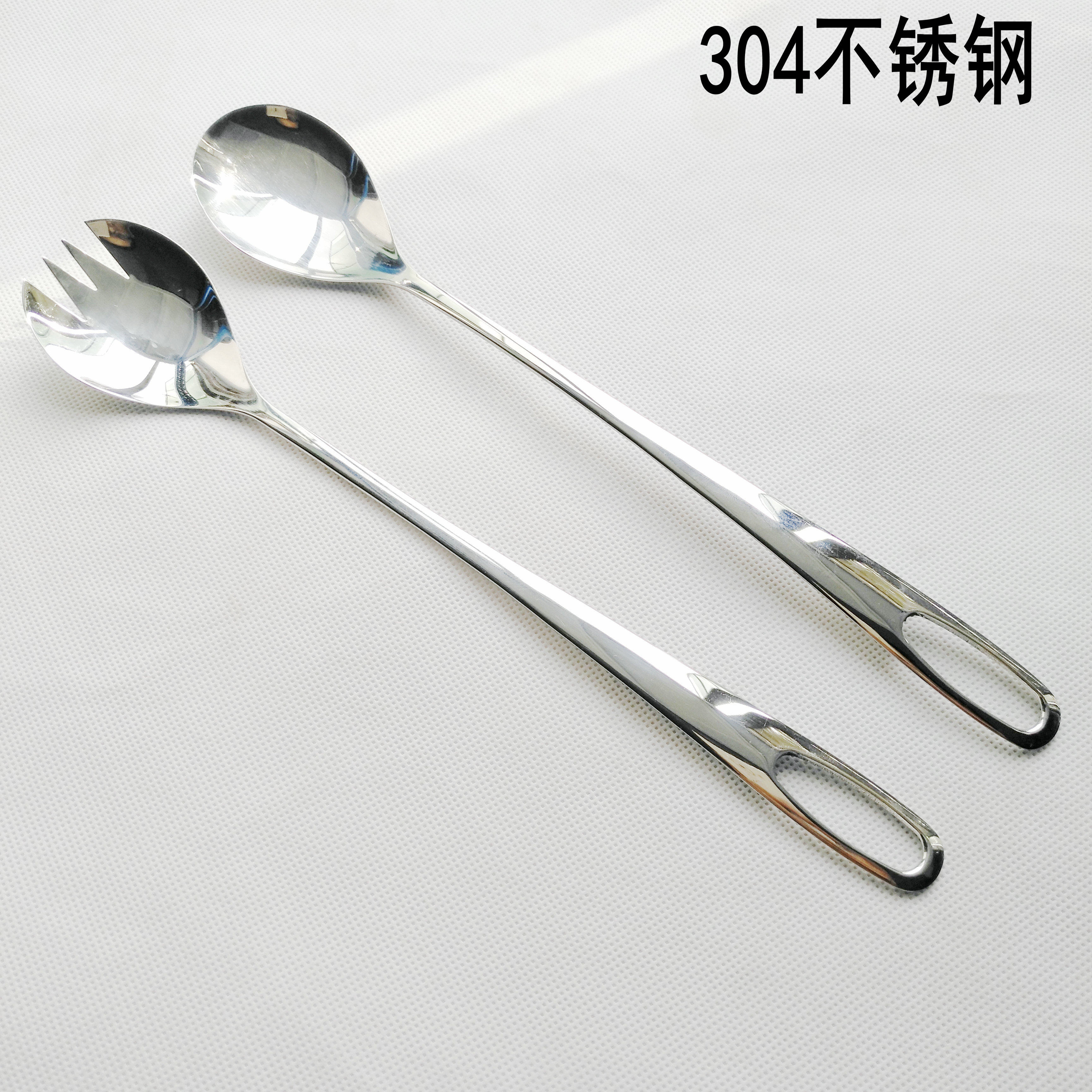 304 stainless steel salad fork spoon 2 sets of Western fruit salad salad fork spoon one long handle spoon spoon spoon