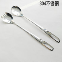 304 stainless steel salad fork spoon 2-piece set of Western fruit salad fork spoon one long handle soup spoon