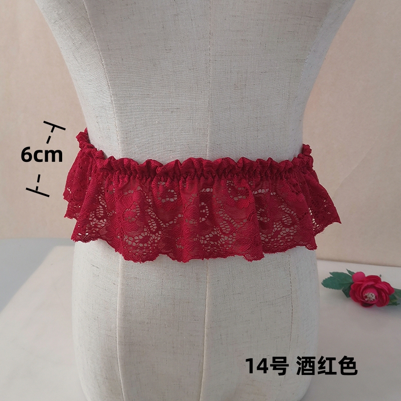 Simple Elastic Waistband, Retro, Simple, Versatile, Fashionable, Burgundy Elastic Lace Decorative T-Shirt, Shirt, Waist Belt