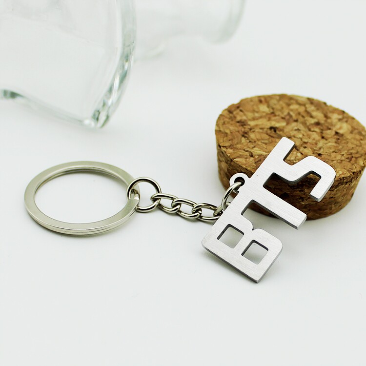 Bulletproof Youth League BTS keychain stainless steel letter titanium steel metal keyring