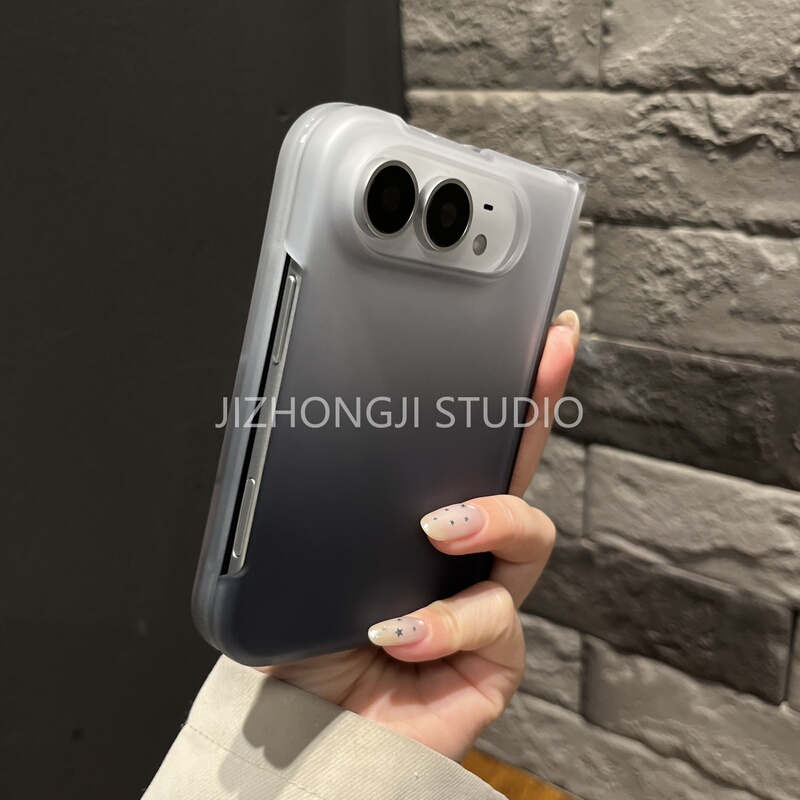 【High-End Feel】Matte Semi-Transparent Gradient Buckle Black Phone Case Suitable for Apple iPhone Duo, Foldable Screen Three-Piece Set, Unique and Niche Style, New Anti-Drop Case for Women, ins Style 【High-End Feel】Matte Semi-Transparent Gradient Buckle Black Phone Case Suitable for Apple iPhone Duo, Foldable Screen Three-Piece Set, Unique and Niche Style, New Anti-Drop Case for Women, ins Style