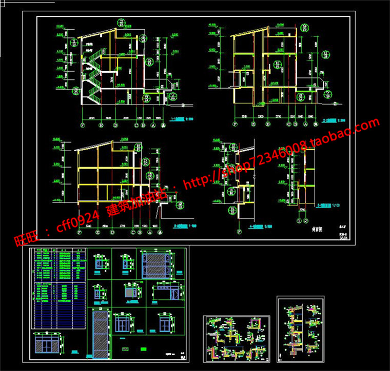 NO01905双拼别墅三层自家建设房屋自建房图纸cad施工图效果图-6