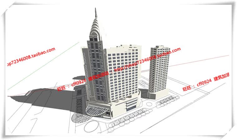 JZ180萧山公建酒店/四星酒店cad平立面图纸+su模型+效果图+3D-4