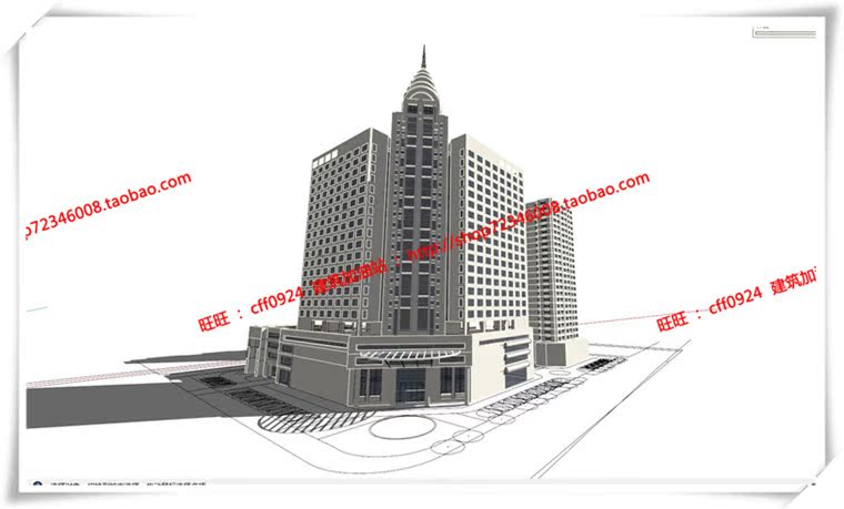 JZ180萧山公建酒店/四星酒店cad平立面图纸+su模型+效果图+3D-7