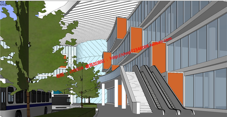 NO00098运输中心汽车站设计客运中心su模型3Dmax效果图cad图纸-15