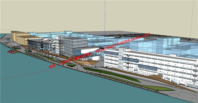 NO00094码头旧厂房设计su模型效果图cad图纸平立剖总图-11