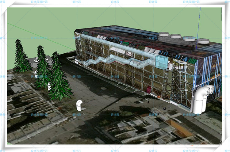 TU00917蓬皮杜艺术中心 su模型+CAD+AI 国家文化Centre Pompidou-1