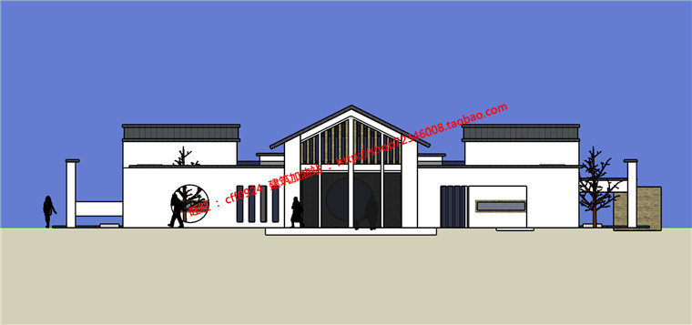 NO00176中式售楼处精选推荐建筑方案设计SU模型+CAD图纸+效果图-4