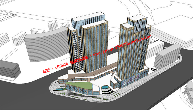 NO00618商业综合体办公酒店cad图纸+su模型+方案文本+效果图-9