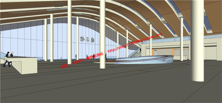 NO01278图书馆建筑方案设计现代风格su模型cad图纸效果图全套-6