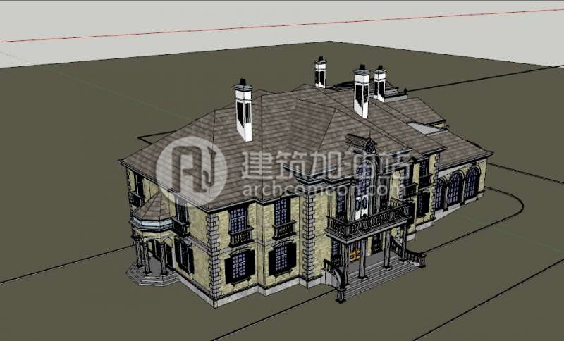 欧式全套别墅 整套设计 SU模型 CAD图纸 Sketchup模型 效果图JZ015-2