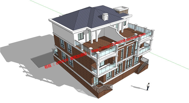 NO00509全套施工图双拼别墅su模型+cad图纸精选建筑方案设计-1