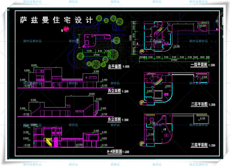 TU00906 萨兹曼别墅 su模型 全套cad 理查德 迈耶 Saltzman house-5