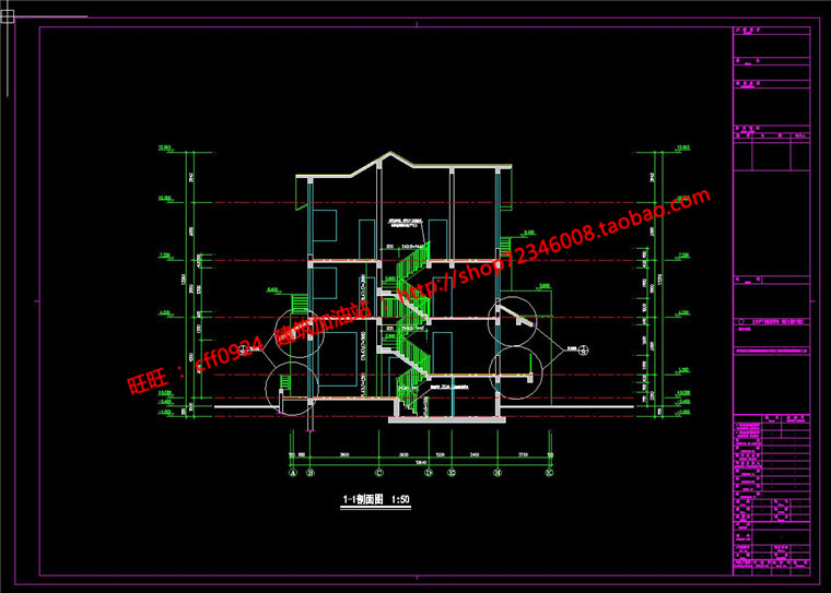 NO01904三层农家小别墅自家房屋自建房cad图纸平立剖施工效...-10