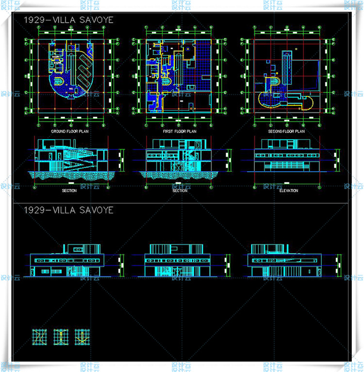 TU00877萨伏伊别墅 su模型 Villa Savoye 全套CAD 柯布西耶 le Corbusier-8