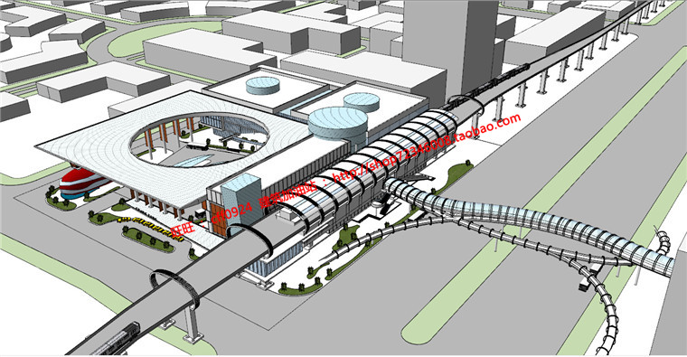 NO00098运输中心汽车站设计客运中心su模型3Dmax效果图cad图纸-9