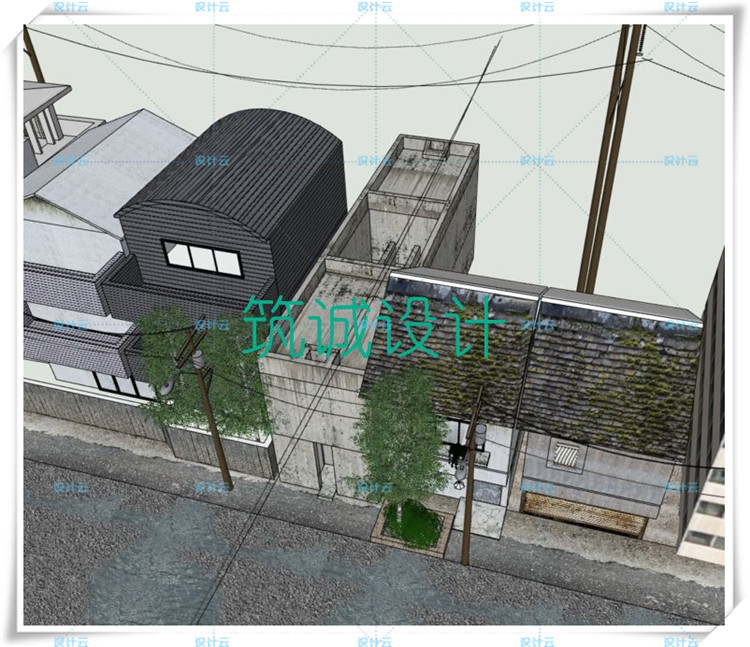 TU00013住吉的长屋带尺寸 SU+CAD+PPT 安藤忠雄大师作品-1