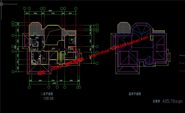 NO01935湖边洋房别墅建筑方案设计二层cad方案设计图纸效果图-4