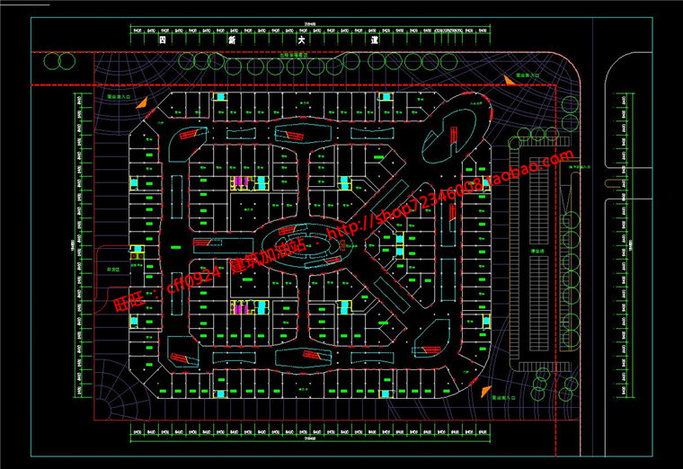NO00782鞋业城，皮革城二期平面商业中心cad图纸dwg文件效果...-40