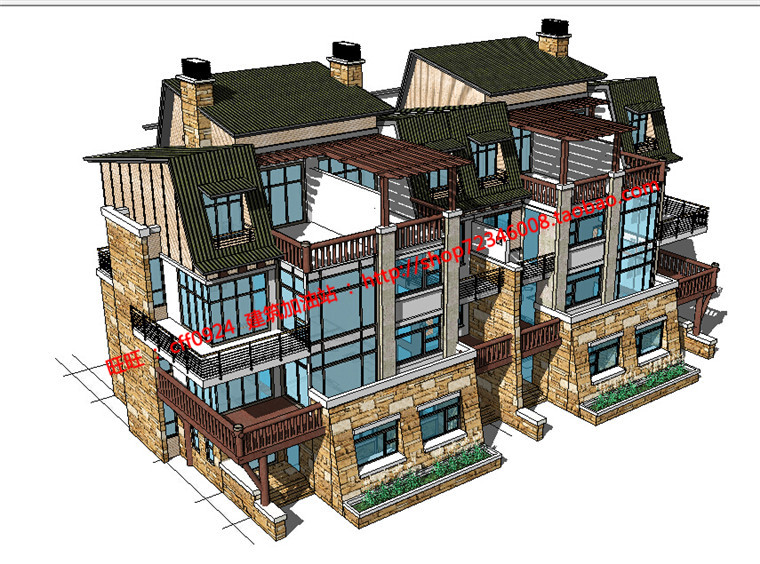 NO00312新农村花园洋房住宅建筑方案设计cad户型图纸su模型-1