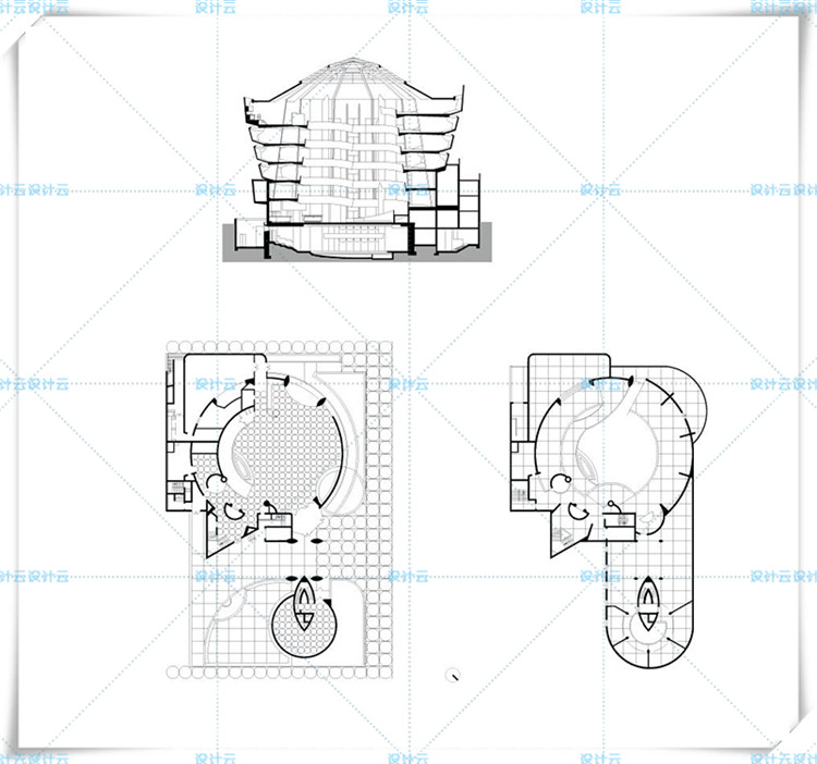 TU00931古根海姆博物馆 SU模型CAD平面剖面+AI 赖特 大师经典...-3