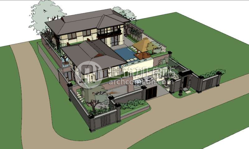 整套别墅设计 Sketchup模型 CAD图纸 建筑效果图 别墅项目 施...-8