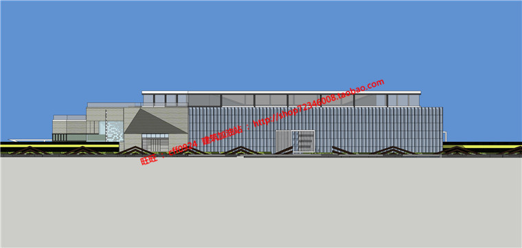 NO01054博物文化中心展览建筑含su模型cad图纸效果图-6