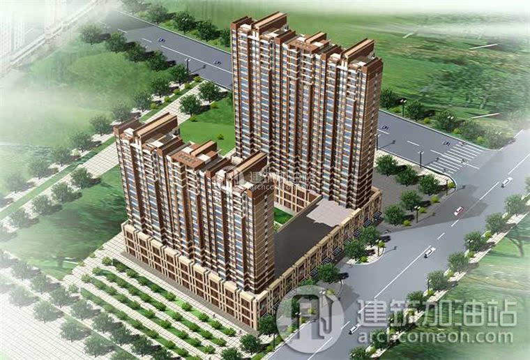 JZ259商住楼住宅商业SU模型+CAD图纸+效果图建筑方案设计-1