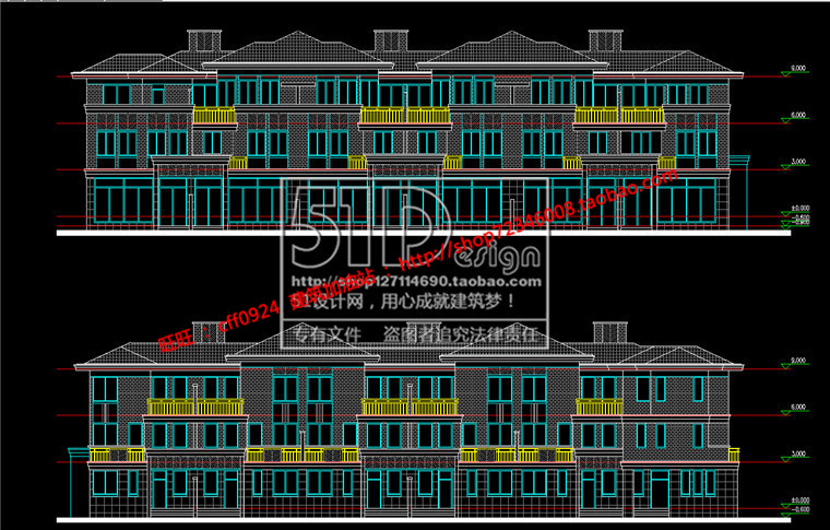 NO00148中式联排别墅精细su模型+cad图纸+效果图资料-10