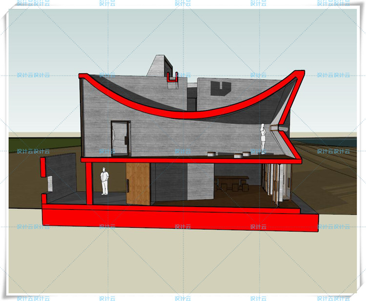 TU00882南戴河三联海边图书馆su模型CAD 董功 Vector 直向建筑-2