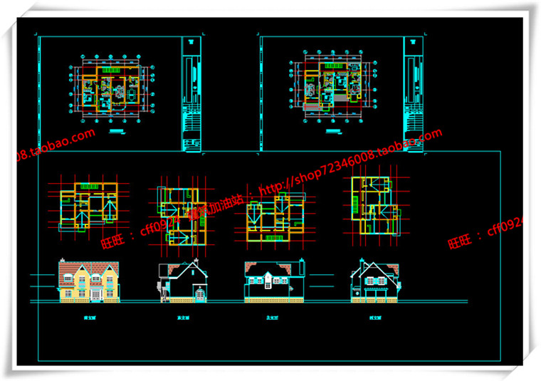 JZ053舟山小别墅住宅平面立面总图欧式英式su/cad图纸/3dmax-9