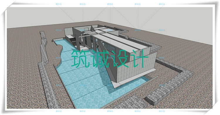 TU00028成羽町美术馆 SU+CAD+5个PPT安藤忠雄 大师作品-1