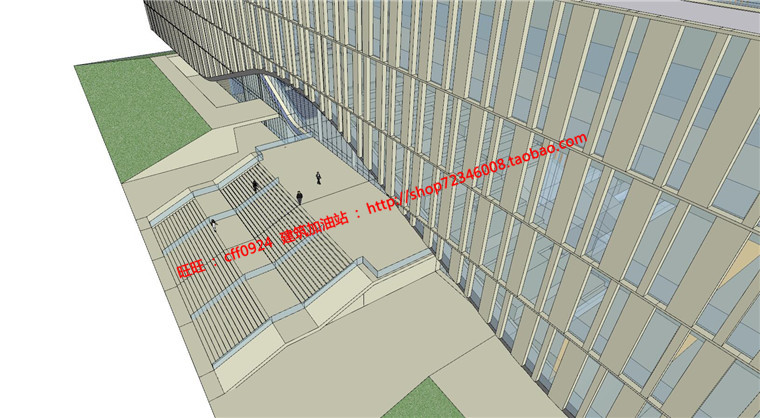 NO01278图书馆建筑方案设计现代风格su模型cad图纸效果图全套-8