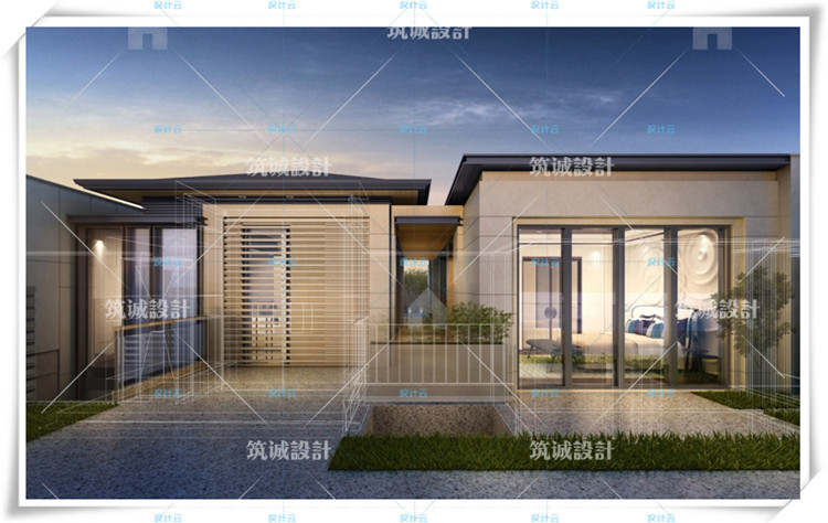TU00040别墅全套SU+效果图+CAD施工图/新中式设计建筑居住宅...-6