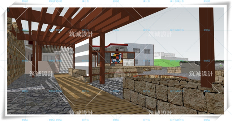 TU00037商业步行街SU+CAD+文本排版/综合体广场商场规划建筑...-1