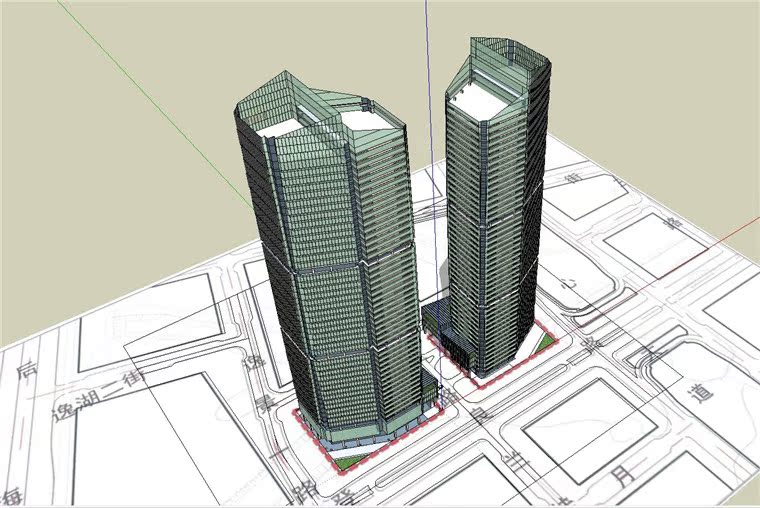 NO01210双子摩天塔楼办公写字楼设计含cad图纸su模型文本册...-30