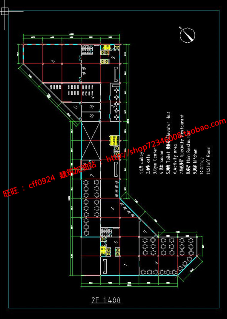 NO01051现代高层办公楼酒店设计图su模型cad图纸效果图彩平-9