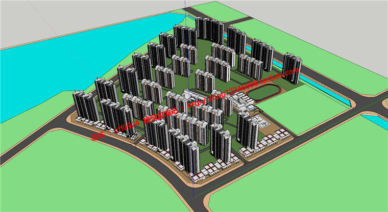 NO01505大型居住区小区规划设计cad图纸su模型psd展板效果图-7