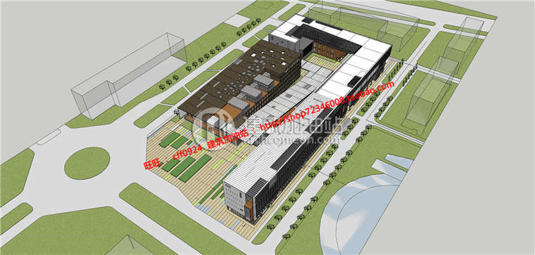 NO00251中学教学楼行政楼办公楼建筑设计 su模型+cad图纸-3